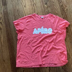 XL Clare V. "Apéro" Salmon color T-Shirt
